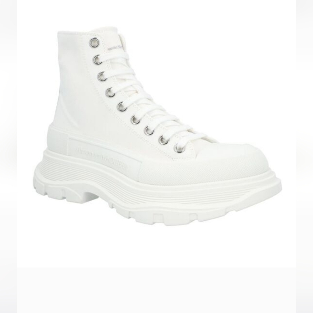 Alexander McQueen White Canvas High-Top Sneakers